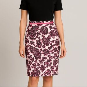 Boden Pink & Purple Floral Pencil Skirt Retro Preppy British Style Size 4L